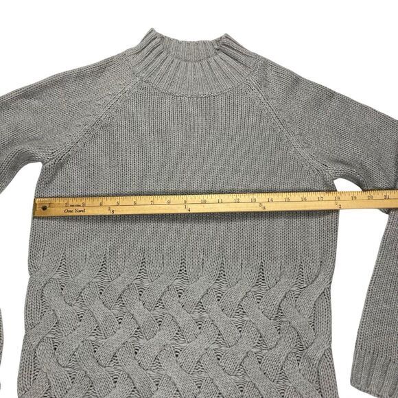 Simply Vera Vera Wang Fisherman Sweater Women S Gray Chunky Cable Knit Mockneck - Picture 10 of 16